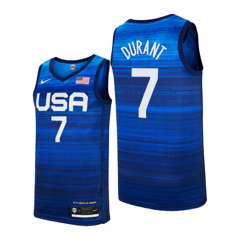 Men's USA Basketball #7 Kevin Durant 2021 Blue Tokyo Olympics Stitched Away Jersey Men's USA Basketball #7 Kevin Durant 2021 Blue Tokyo Olympics Stitched Away Jersey